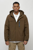 Купить Куртка молодежная мужская весенняя с капюшоном коричневого цвета 702K, фото 5
