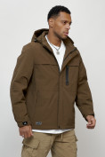 Купить Куртка молодежная мужская весенняя с капюшоном коричневого цвета 702K, фото 7