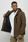 Купить Куртка молодежная мужская весенняя с капюшоном коричневого цвета 702K, фото 8