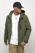 Купить Куртка молодежная мужская весенняя с капюшоном цвета хаки 702Kh, фото 10