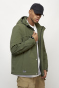 Купить Куртка молодежная мужская весенняя с капюшоном цвета хаки 702Kh, фото 11