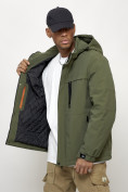 Купить Куртка молодежная мужская весенняя с капюшоном цвета хаки 702Kh, фото 8