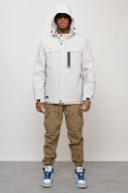 Купить Куртка молодежная мужская весенняя с капюшоном светло-серого цвета 702SS, фото 12