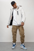 Купить Куртка молодежная мужская весенняя с капюшоном светло-серого цвета 702SS, фото 14
