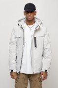 Купить Куртка молодежная мужская весенняя с капюшоном светло-серого цвета 702SS, фото 15