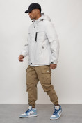 Купить Куртка молодежная мужская весенняя с капюшоном светло-серого цвета 702SS, фото 2