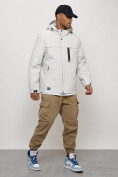 Купить Куртка молодежная мужская весенняя с капюшоном светло-серого цвета 702SS, фото 3