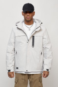 Купить Куртка молодежная мужская весенняя с капюшоном светло-серого цвета 702SS, фото 5