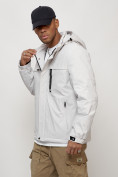 Купить Куртка молодежная мужская весенняя с капюшоном светло-серого цвета 702SS, фото 6