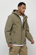 Купить Куртка молодежная мужская весенняя с капюшоном светло-зеленого цвета 702ZS, фото 3