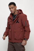 Купить Куртка спортивная мужская весенняя с капюшоном бордового цвета 705Bo, фото 2