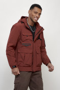 Купить Куртка спортивная мужская весенняя с капюшоном бордового цвета 705Bo, фото 3