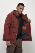 Купить Куртка спортивная мужская весенняя с капюшоном бордового цвета 705Bo, фото 5