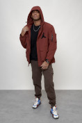 Купить Куртка спортивная мужская весенняя с капюшоном бордового цвета 705Bo, фото 8