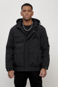 Купить Куртка спортивная мужская весенняя с капюшоном черного цвета 705Ch, фото 5