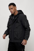 Купить Куртка спортивная мужская весенняя с капюшоном черного цвета 705Ch, фото 6