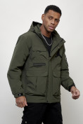 Купить Куртка спортивная мужская весенняя с капюшоном цвета хаки 705Kh, фото 3