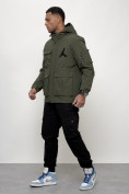 Купить Куртка спортивная мужская весенняя с капюшоном цвета хаки 705Kh, фото 7