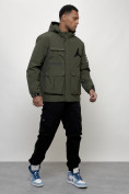 Купить Куртка спортивная мужская весенняя с капюшоном цвета хаки 705Kh, фото 8