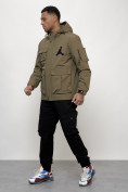 Купить Куртка спортивная мужская весенняя с капюшоном темно-бежевого цвета 705TB, фото 2