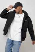 Купить Куртка молодежная мужская весенняя с капюшоном черного цвета 708Ch, фото 12