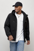 Купить Куртка молодежная мужская весенняя с капюшоном черного цвета 708Ch, фото 13