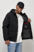 Купить Куртка молодежная мужская весенняя с капюшоном черного цвета 708Ch, фото 15