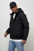 Купить Куртка молодежная мужская весенняя с капюшоном черного цвета 708Ch, фото 2