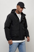 Купить Куртка молодежная мужская весенняя с капюшоном черного цвета 708Ch, фото 3