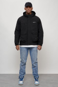 Купить Куртка молодежная мужская весенняя с капюшоном черного цвета 708Ch, фото 5