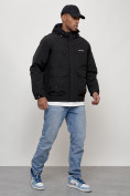 Купить Куртка молодежная мужская весенняя с капюшоном черного цвета 708Ch, фото 7
