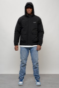 Купить Куртка молодежная мужская весенняя с капюшоном черного цвета 708Ch, фото 9