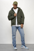 Купить Куртка молодежная мужская весенняя с капюшоном цвета хаки 708Kh, фото 10