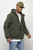 Купить Куртка молодежная мужская весенняя с капюшоном цвета хаки 708Kh, фото 3