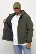Купить Куртка молодежная мужская весенняя с капюшоном цвета хаки 708Kh, фото 4