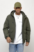 Купить Куртка молодежная мужская весенняя с капюшоном цвета хаки 708Kh, фото 7