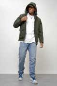 Купить Куртка молодежная мужская весенняя с капюшоном цвета хаки 708Kh, фото 9