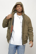 Купить Куртка молодежная мужская весенняя с капюшоном темно-бежевого цвета 708TB, фото 12