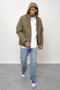 Купить Куртка молодежная мужская весенняя с капюшоном темно-бежевого цвета 708TB, фото 14