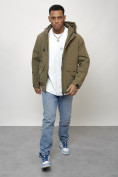 Купить Куртка молодежная мужская весенняя с капюшоном темно-бежевого цвета 708TB, фото 15