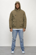 Купить Куртка молодежная мужская весенняя с капюшоном темно-бежевого цвета 708TB, фото 5