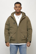 Купить Куртка молодежная мужская весенняя с капюшоном темно-бежевого цвета 708TB, фото 6