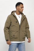 Купить Куртка молодежная мужская весенняя с капюшоном темно-бежевого цвета 708TB, фото 8