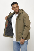 Купить Куртка молодежная мужская весенняя с капюшоном темно-бежевого цвета 708TB, фото 9