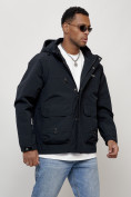 Купить Куртка молодежная мужская весенняя с капюшоном темно-синего цвета 708TS, фото 10