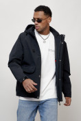 Купить Куртка молодежная мужская весенняя с капюшоном темно-синего цвета 708TS, фото 13