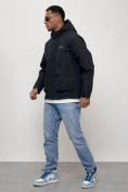 Купить Куртка молодежная мужская весенняя с капюшоном темно-синего цвета 708TS, фото 2