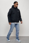 Купить Куртка молодежная мужская весенняя с капюшоном темно-синего цвета 708TS, фото 3