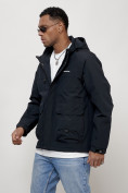 Купить Куртка молодежная мужская весенняя с капюшоном темно-синего цвета 708TS, фото 9