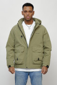 Купить Куртка молодежная мужская весенняя с капюшоном светло-зеленого цвета 708ZS